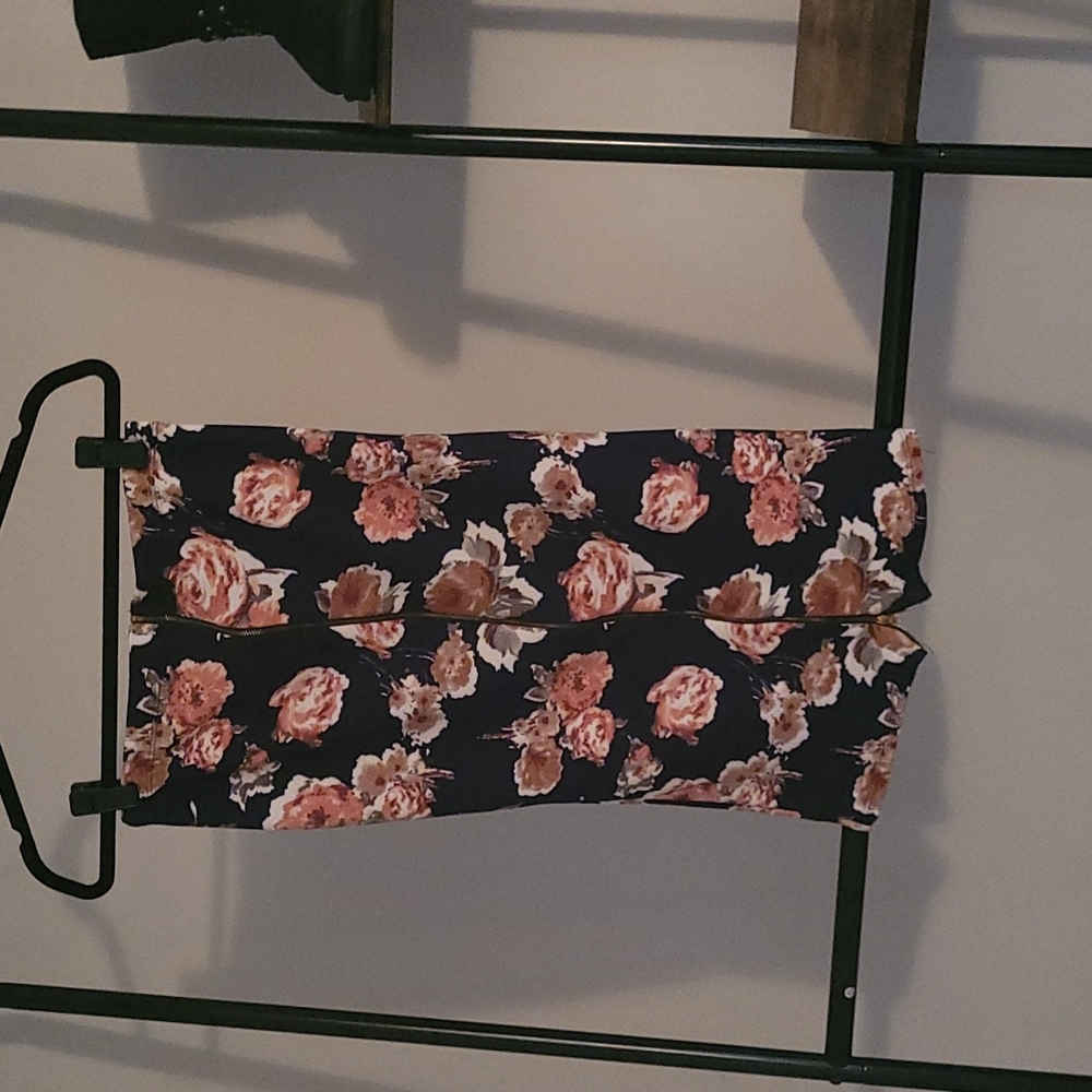 Floral pencil skirt with zipper in the front, I wore out in the back.